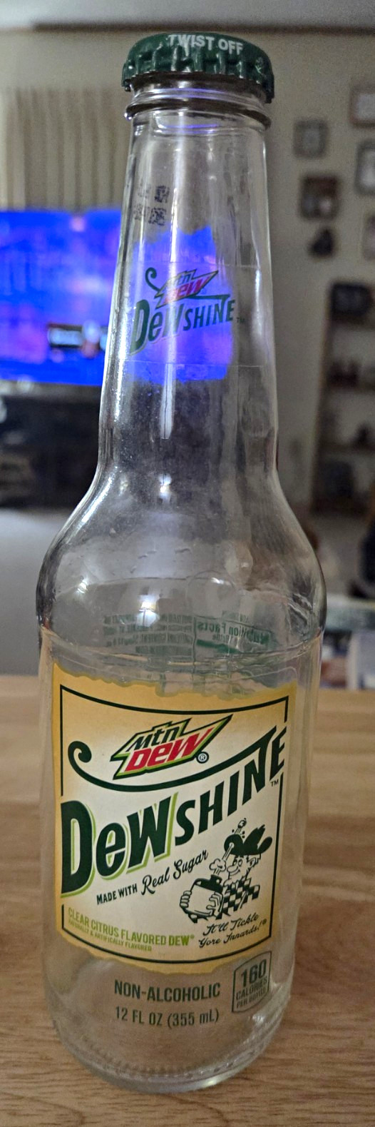 MTN DEW Dewshine Empty 12 oz Glass Bottle with Cap Discontinued 2015 Collectible