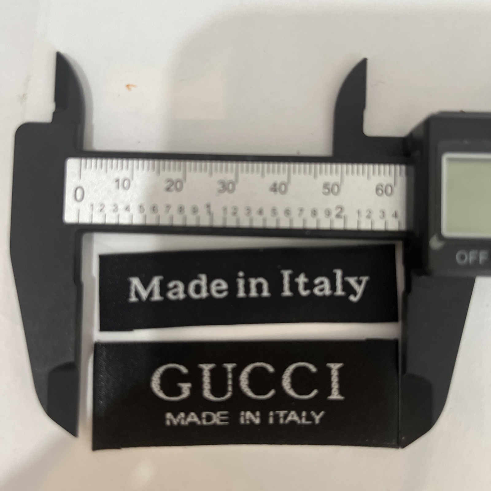 2pc Woven Gucci Sewing Logo Garment Clothing Labels 1”x 2”+ Italy label 