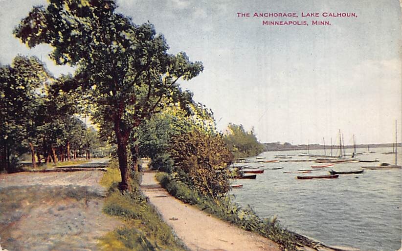 Postcard MN: Anchorage, Lake Calhoun, Minneapolis, Minnesota, Antique DB 1910\'s