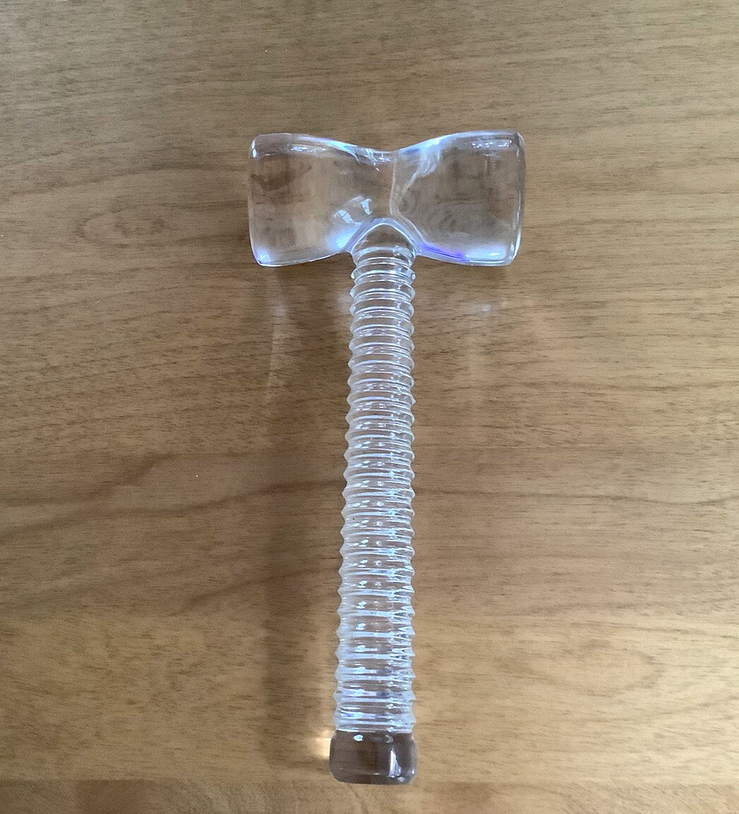 Vtg VAL ST LAMBERT Glass Crystal Judge’s Gavel Mallet Hammer w Initials 6 1/2”L