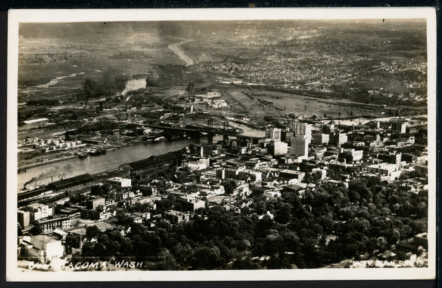 RPPC 1925-42 Tacoma Washington Aerial View Historic Vintage Postcard A1487