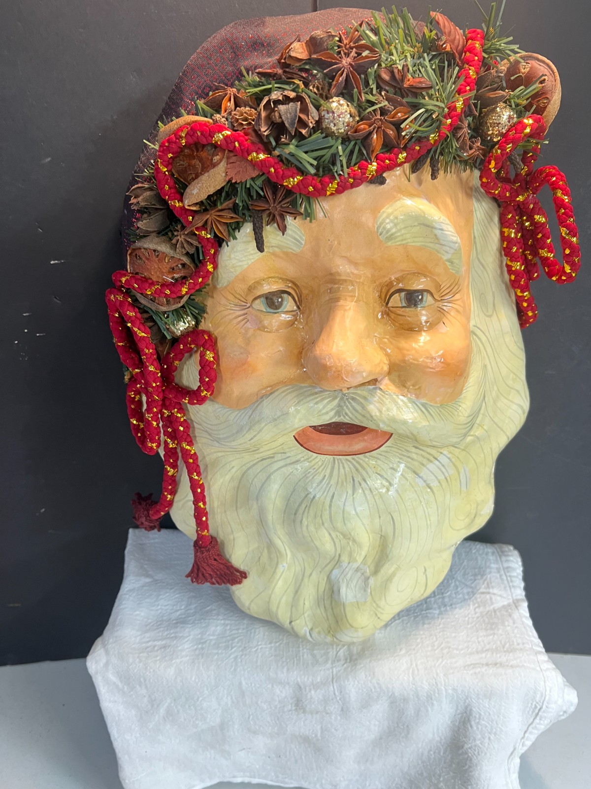 VINTAGE LARGE  PAPER MACHE SANTA CLAUSE FACE