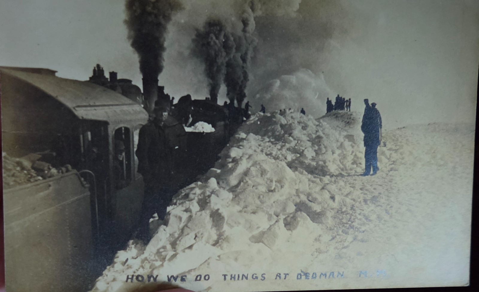 Rare Ghost town RPPC Dedman, New Mexico Train / snowbank - N.M.