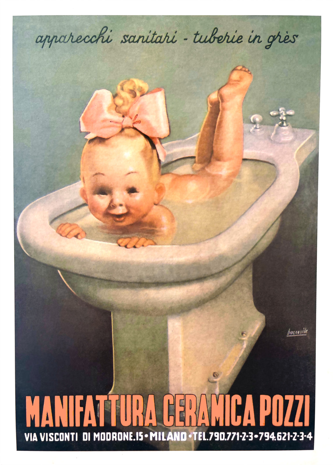 🥳 Vintage 1930s Manifattura Ceramica Pozzi Poster - 24x36” Ad by Boccasile
