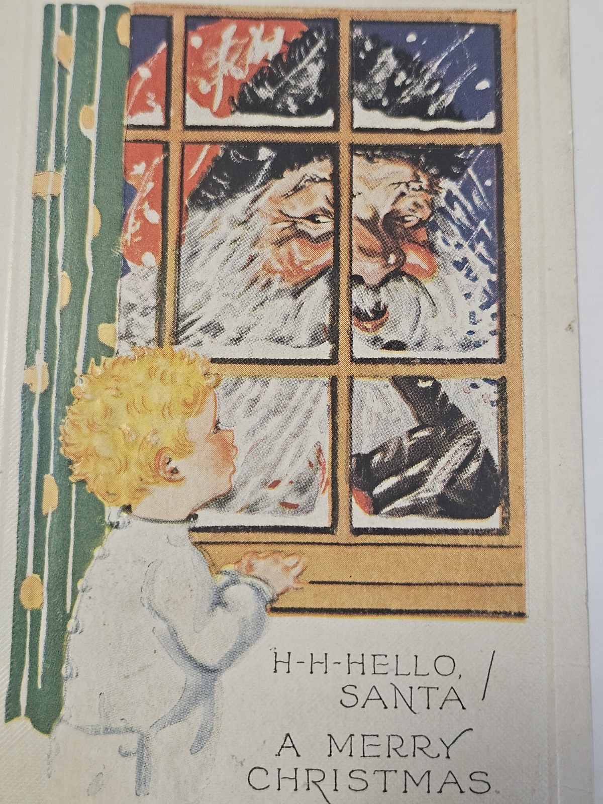 Antique Embossed Christmas Postcard H H Hello Santa Circa 1900 To 1910 DB