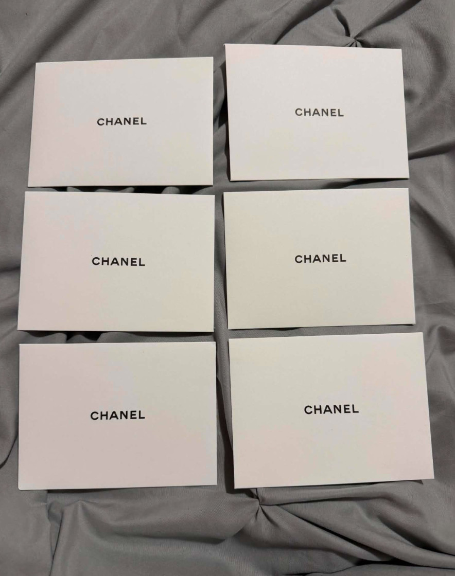 BRAND NEW 6 AUTHENTIC CHANEL WHITE NOTE CARDS & ENVELOPES  THANK YOU PARTIES