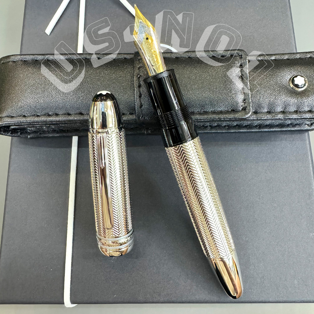 💥 Hot MONTBLANC Heritage Silver Barley Fountain Pen Rare Luxury Gift Set Rare💥