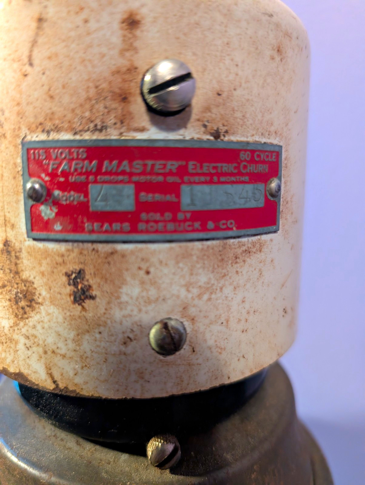 Farm Master Electric Churn Sears Roebuck & Co Yellow Motor Clear Glass Jar