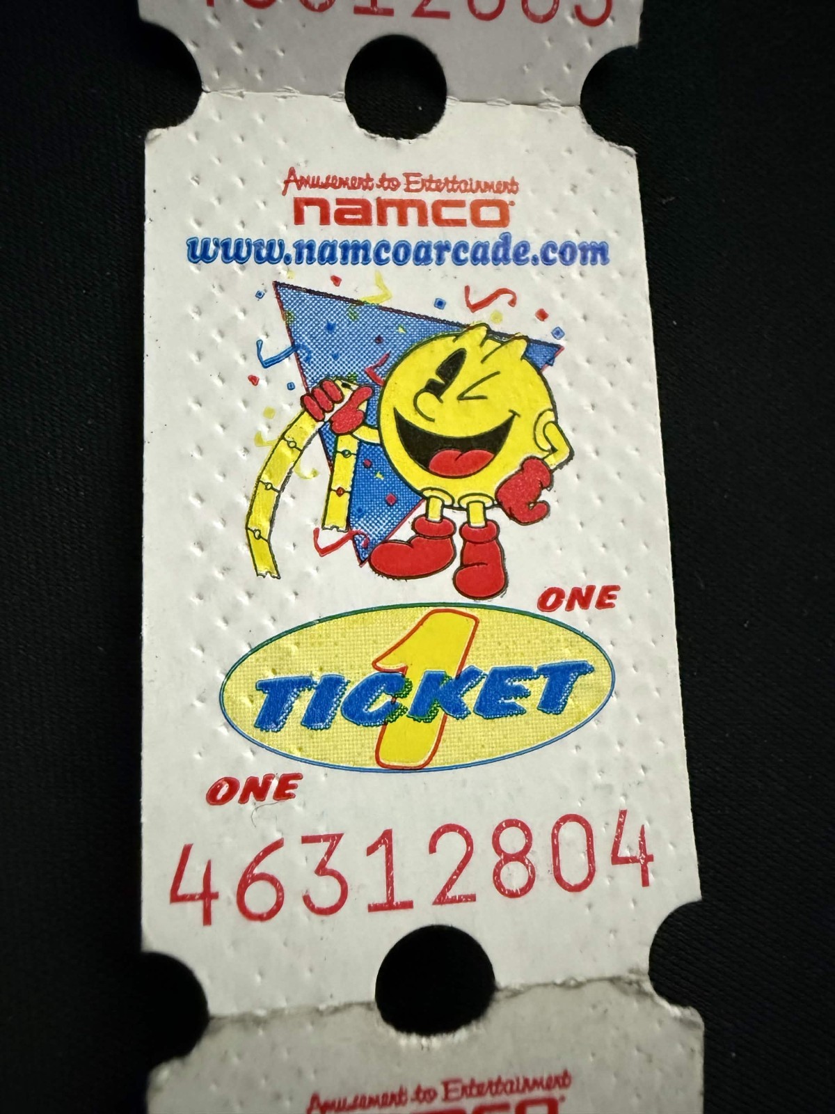 Vintage 1990s Namco Pac-Man Arcade Prize Tickets Unused Strip of 5 Memorabilia