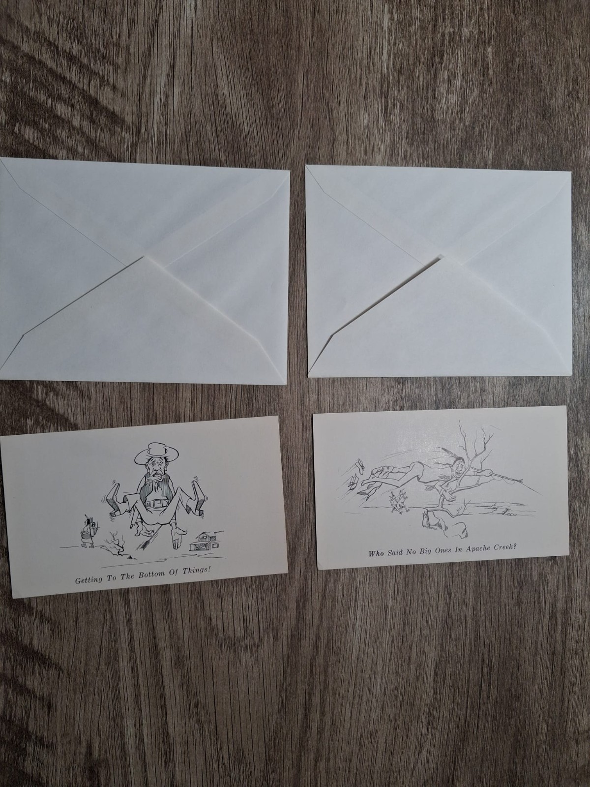 Lot of 2 1968 Western Humor Greeting Cards Indian Art Crafts Unused