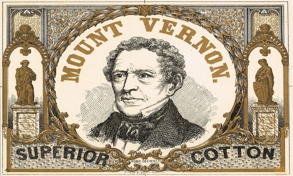 1850s Superior Cotton Mount Vernon LOUIS PRANG WASHINGTON Crate Label Art Print