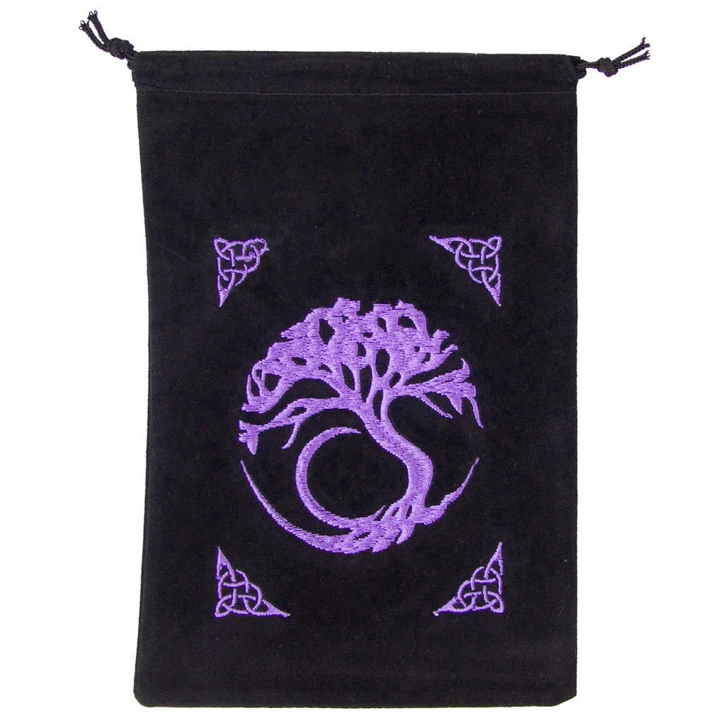 NEW Embroidered Tree of Life Velveteen Tarot Bag 5x7\