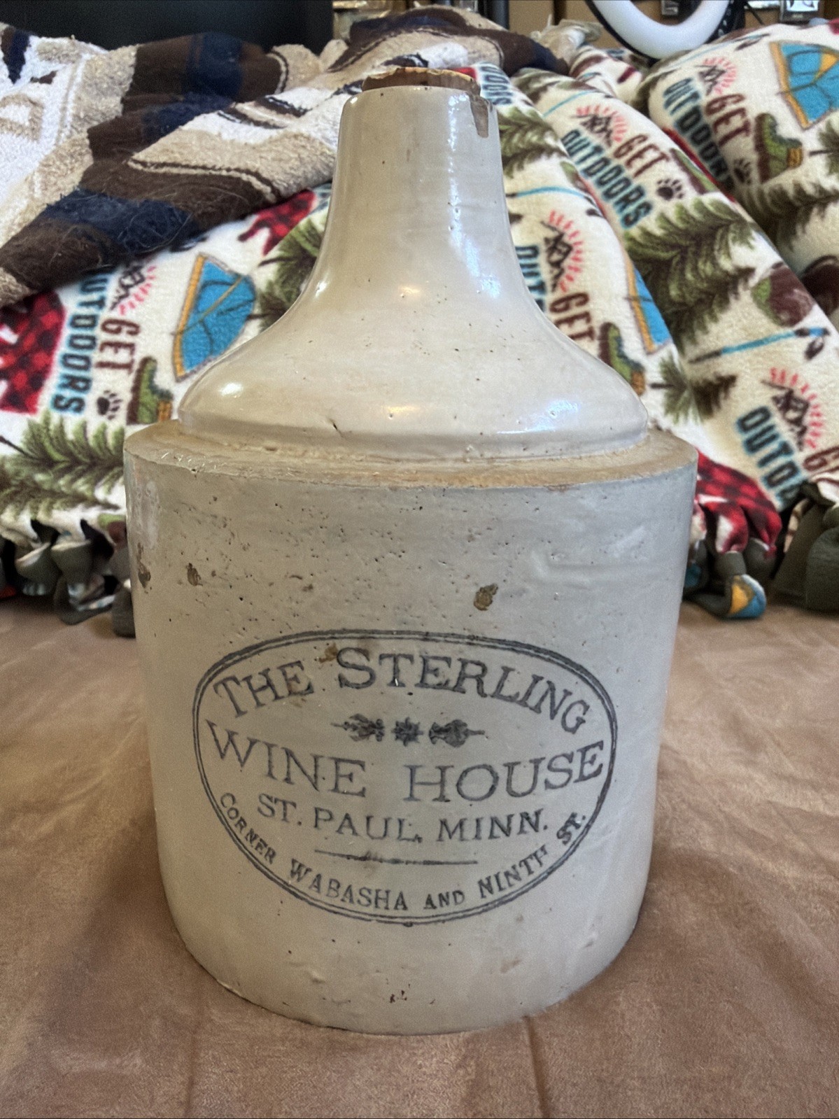 Red Wing Stoneware Jug St. Paul Minnoesta Wine House Antique 