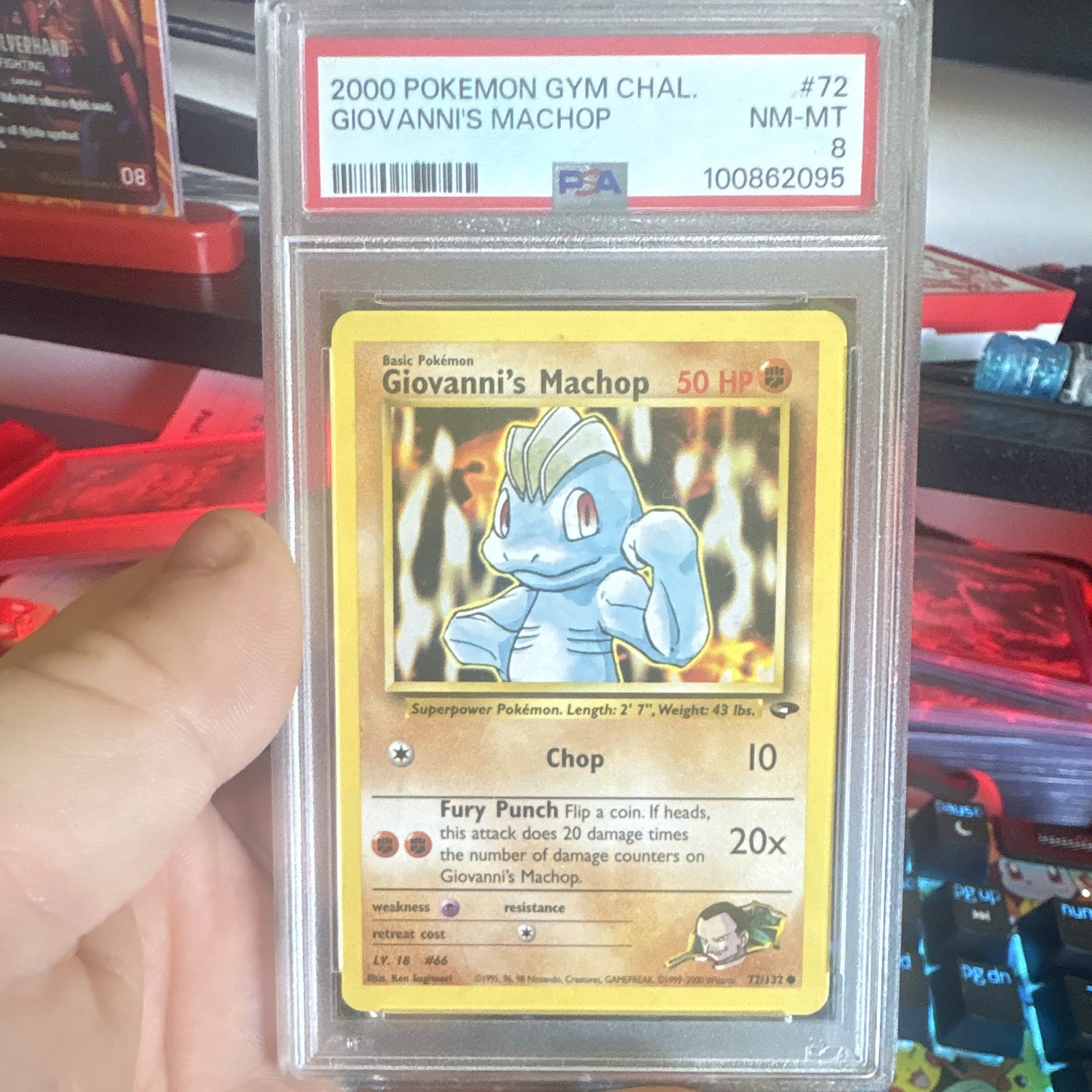 Pokémon Gym Challenge Giovanni\'s Machop #72 PSA 8 2000 English WotC