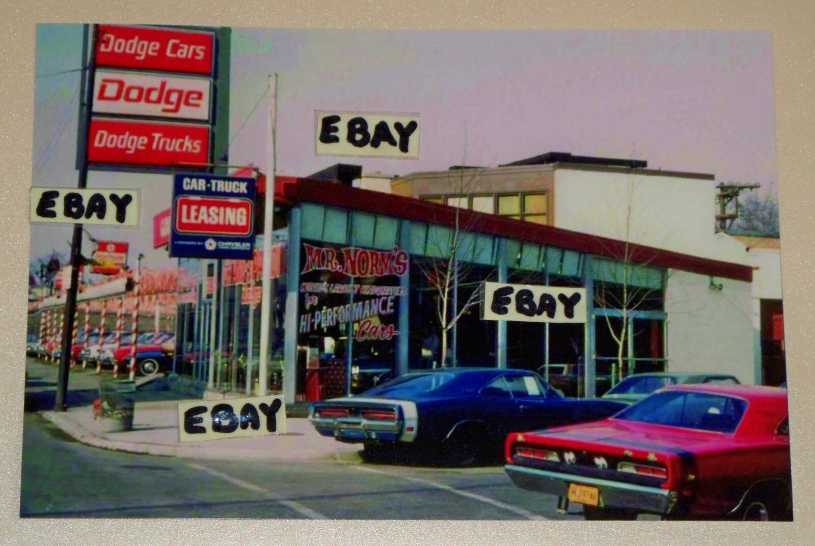 4X6 Photo Chicago Grand Spaulding Dodge Dealer Mr Norms 1969 Charger & Super Bee