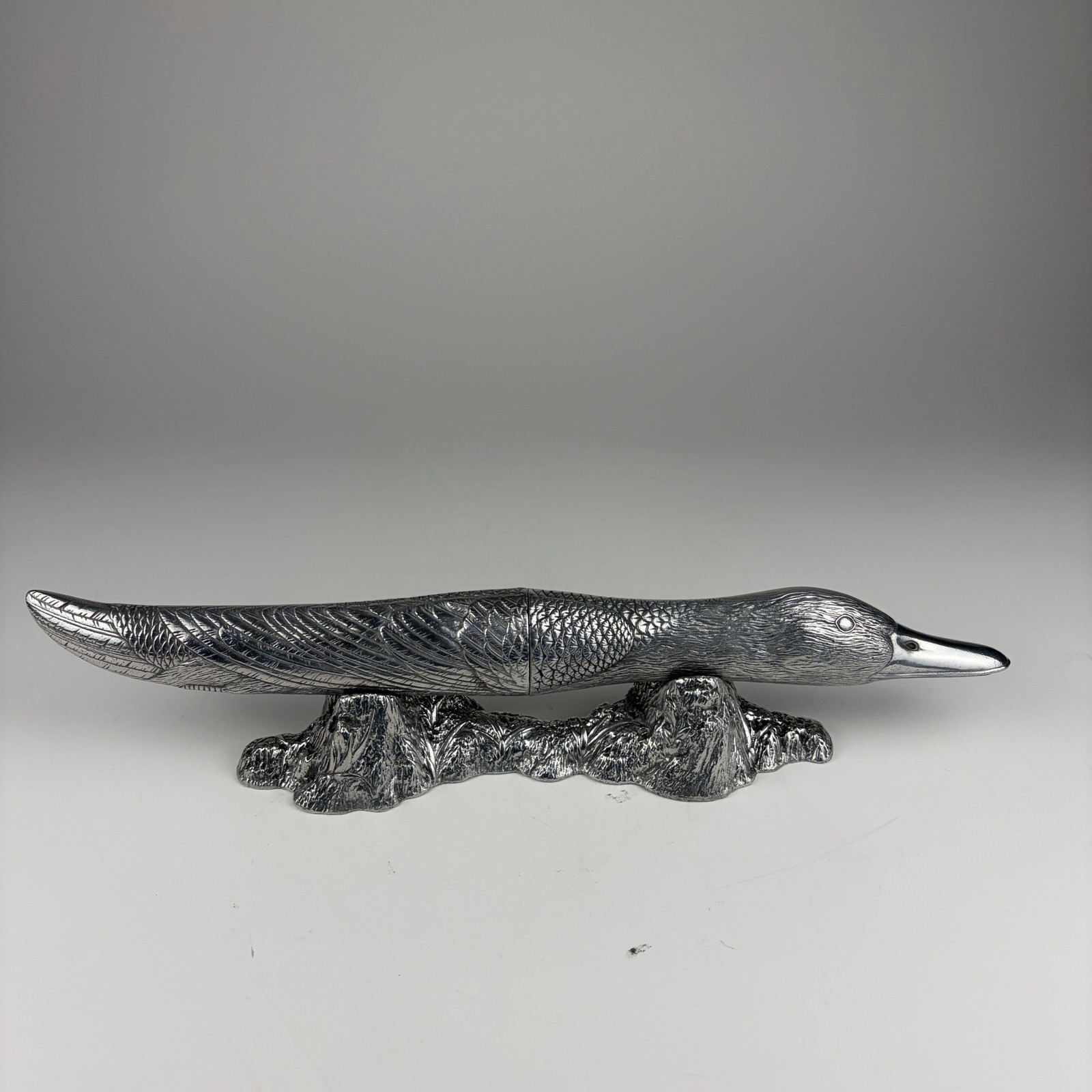 RARE ARTHUR COURT DESIGNS DUCK CARVING SET ON STAND 1986 Knife And Fork W Base