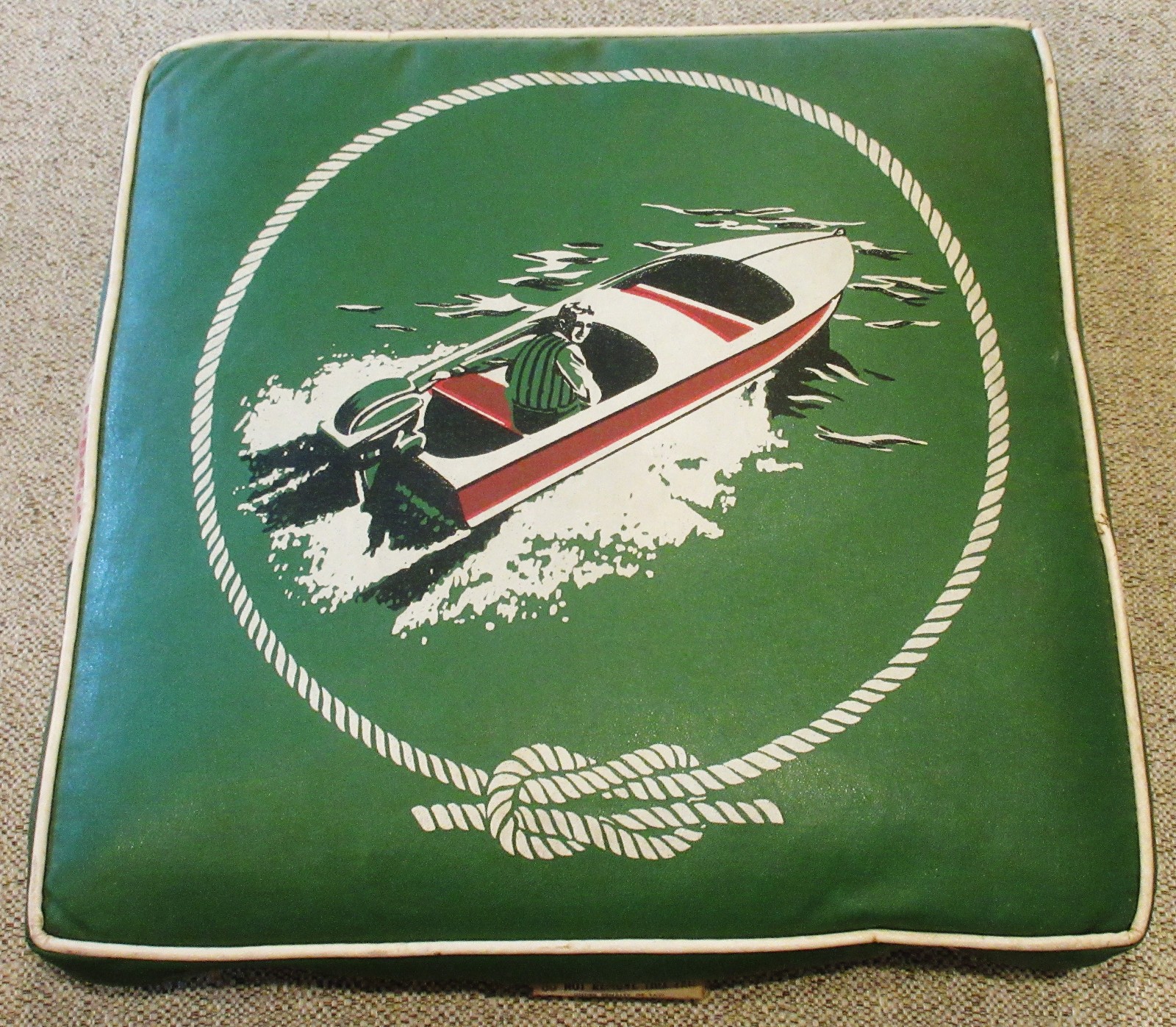 VINTAGE 1940-60'S TAPATCO FLOTATION LIFE PRESERVER SEAT CUSHION W/STRAPS EX COND