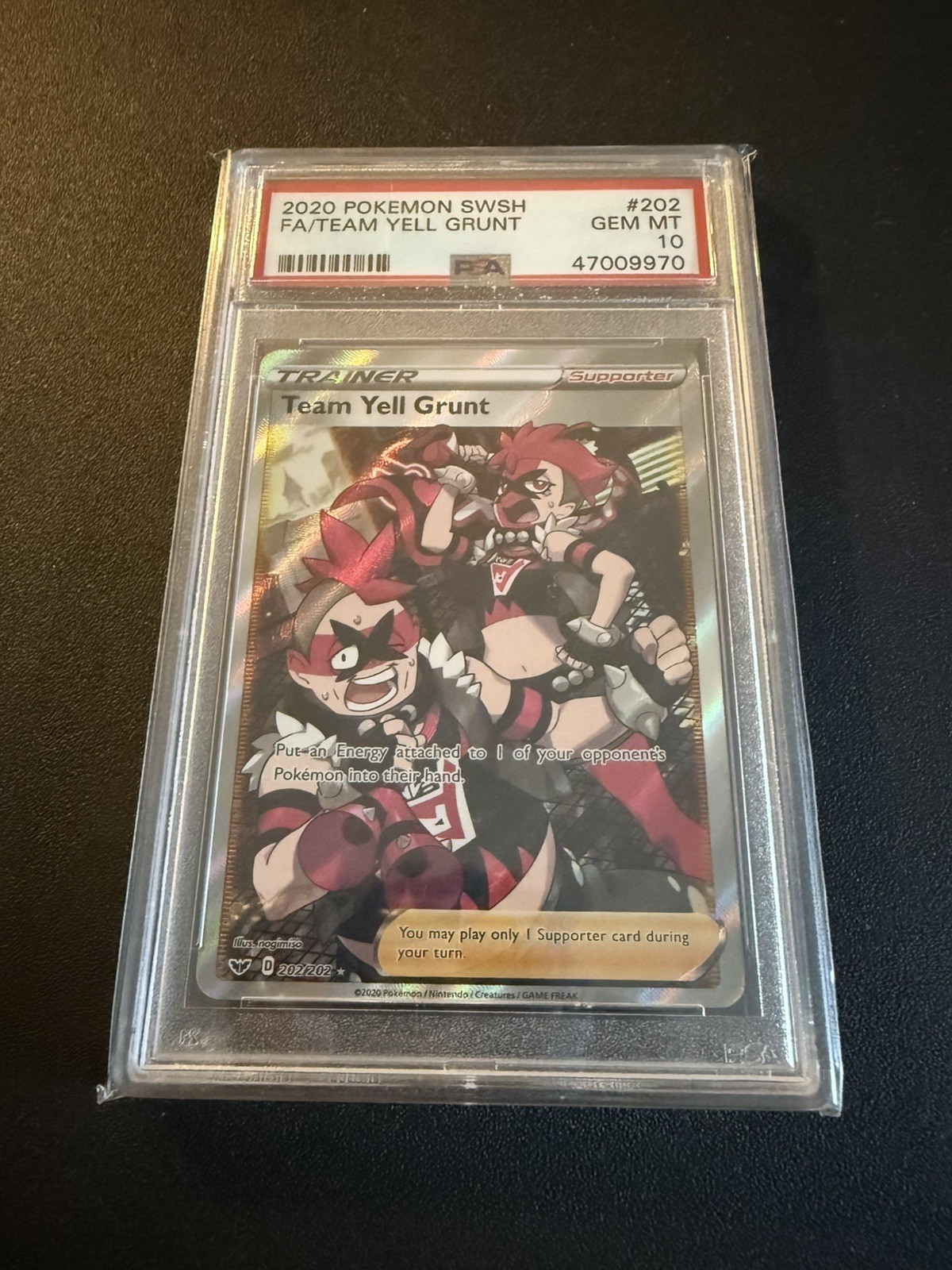 2020 Pokemon Team Yell Grunt Sword & Shield Full Art #202 PSA 10