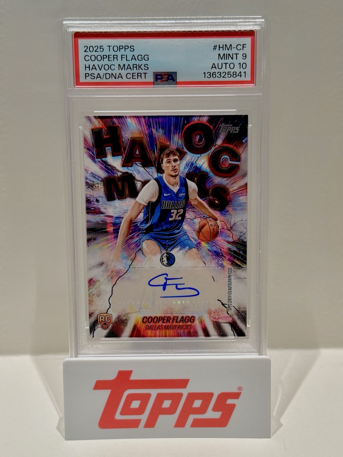 Topps 2025 Cooper Flagg RC Auto PSA 9 Auto 10 Havoc Marks HM-CF Mavericks