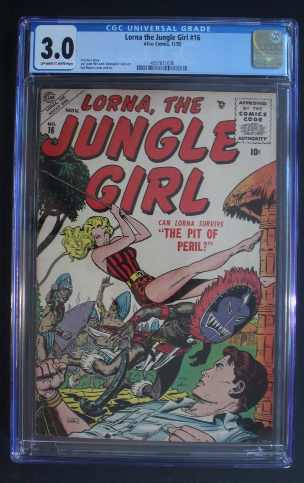 Lorna the Jungle Girl #16 Shores Pike Rule GGA 1955 Bondage Greg Knight CGC 3.0