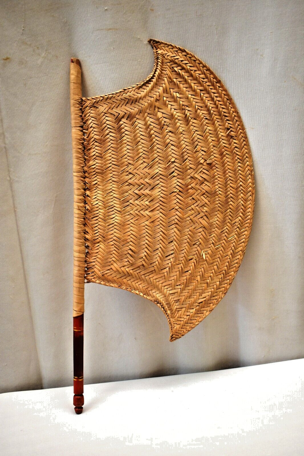 Antique Hand Fan Pankha Manual Woven Bamboo Indian Art Pankhi Collectibles \