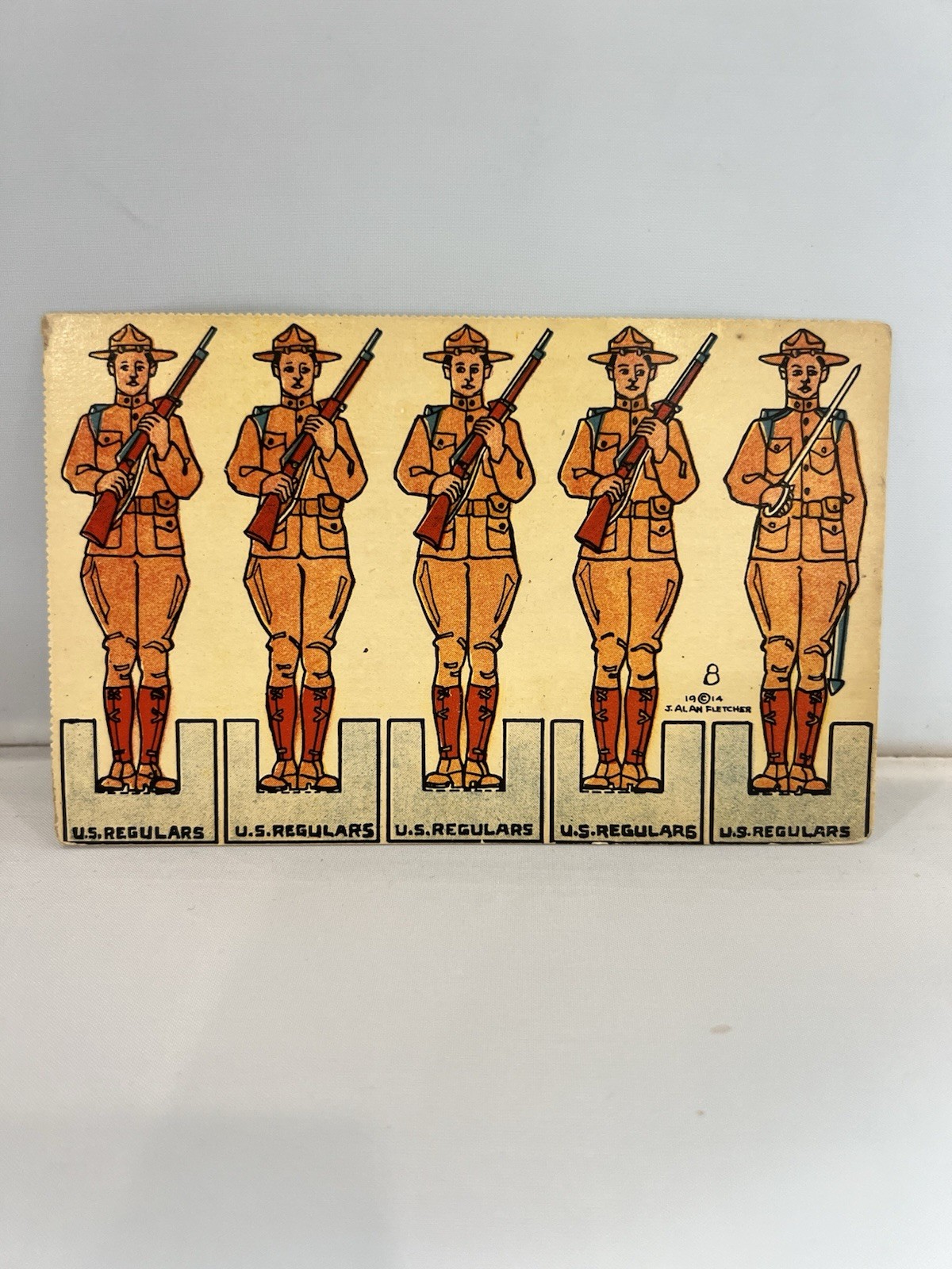 1914 paper postcard “U.S. Regulars infantry soldiers” By J. Alan Fletcher