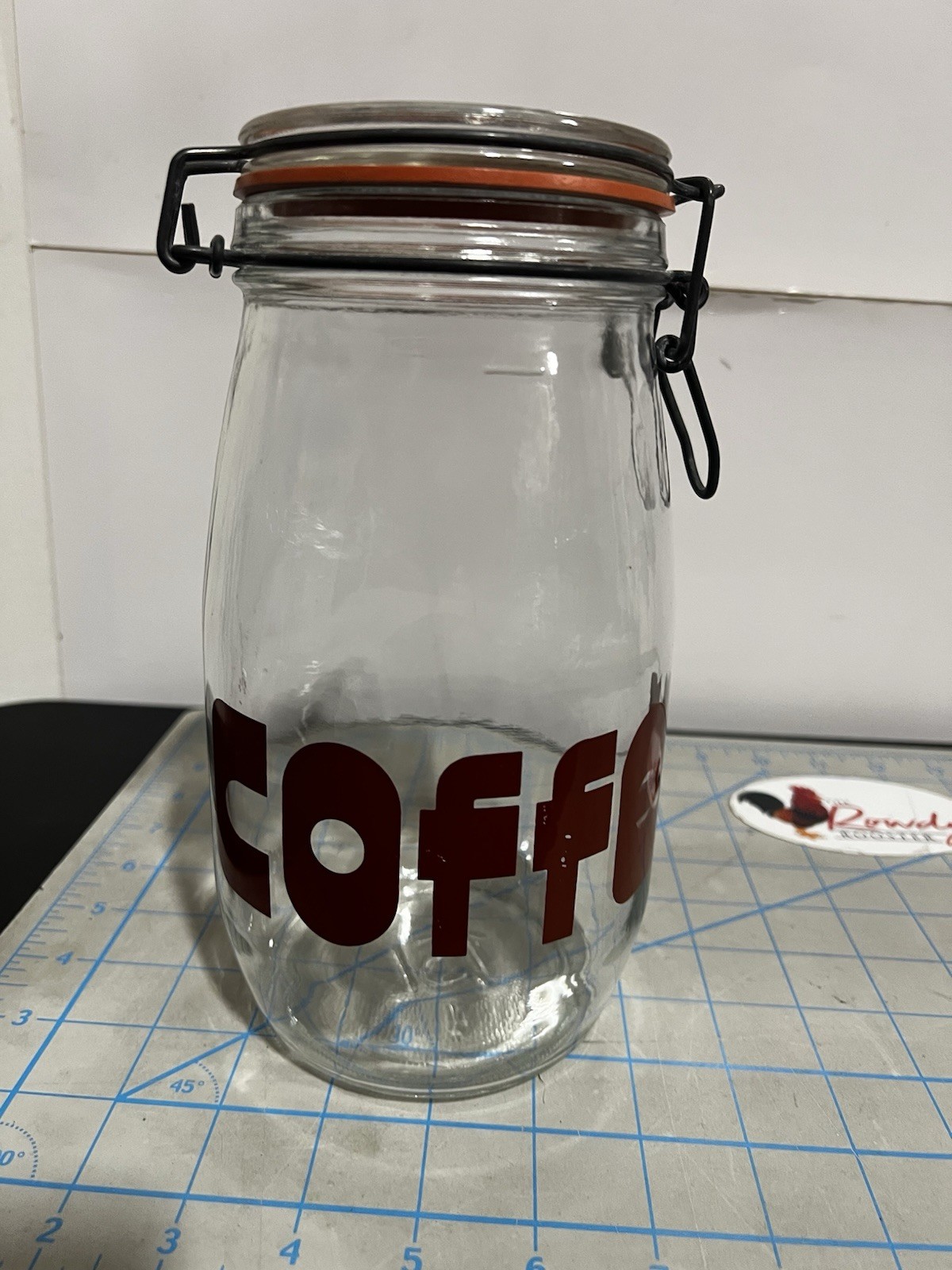 Vintage 1970s Glass Kitchen COFFEE Canister by Triomphe France 1.5L