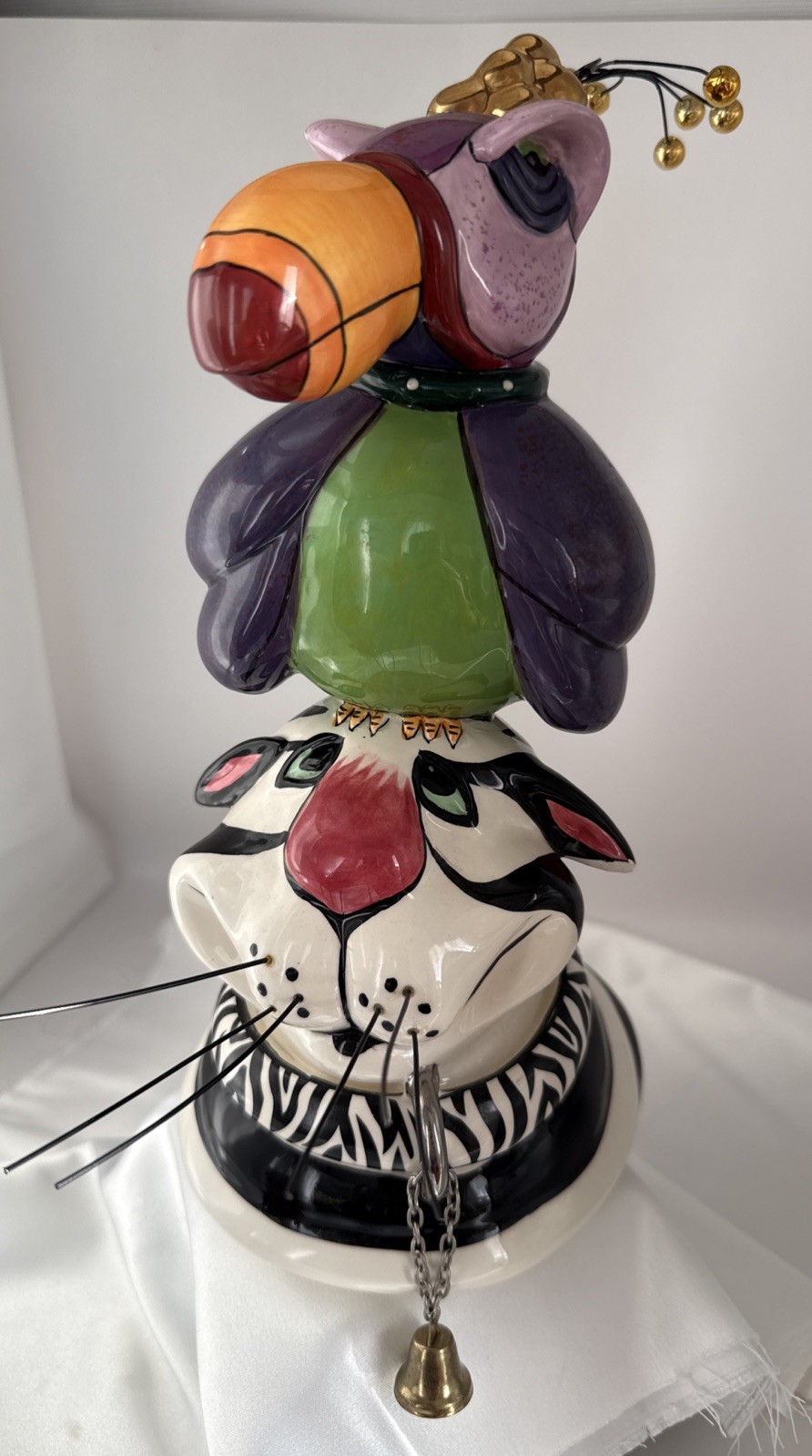 Lynda Corneille SWAK Clancy & Blanche Cat Bird Cookie Jar 2002 10” TOP ONLY EUC