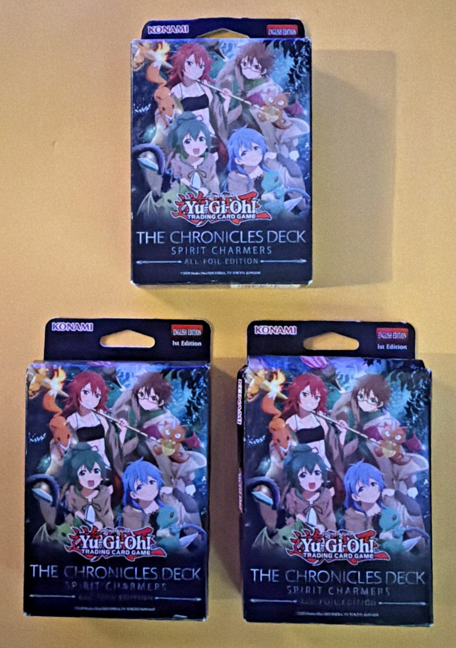 3X Yu-Gi-Oh: The Chronicles Deck: Spirit Charmers (All-Foil Edition) Hanger Box