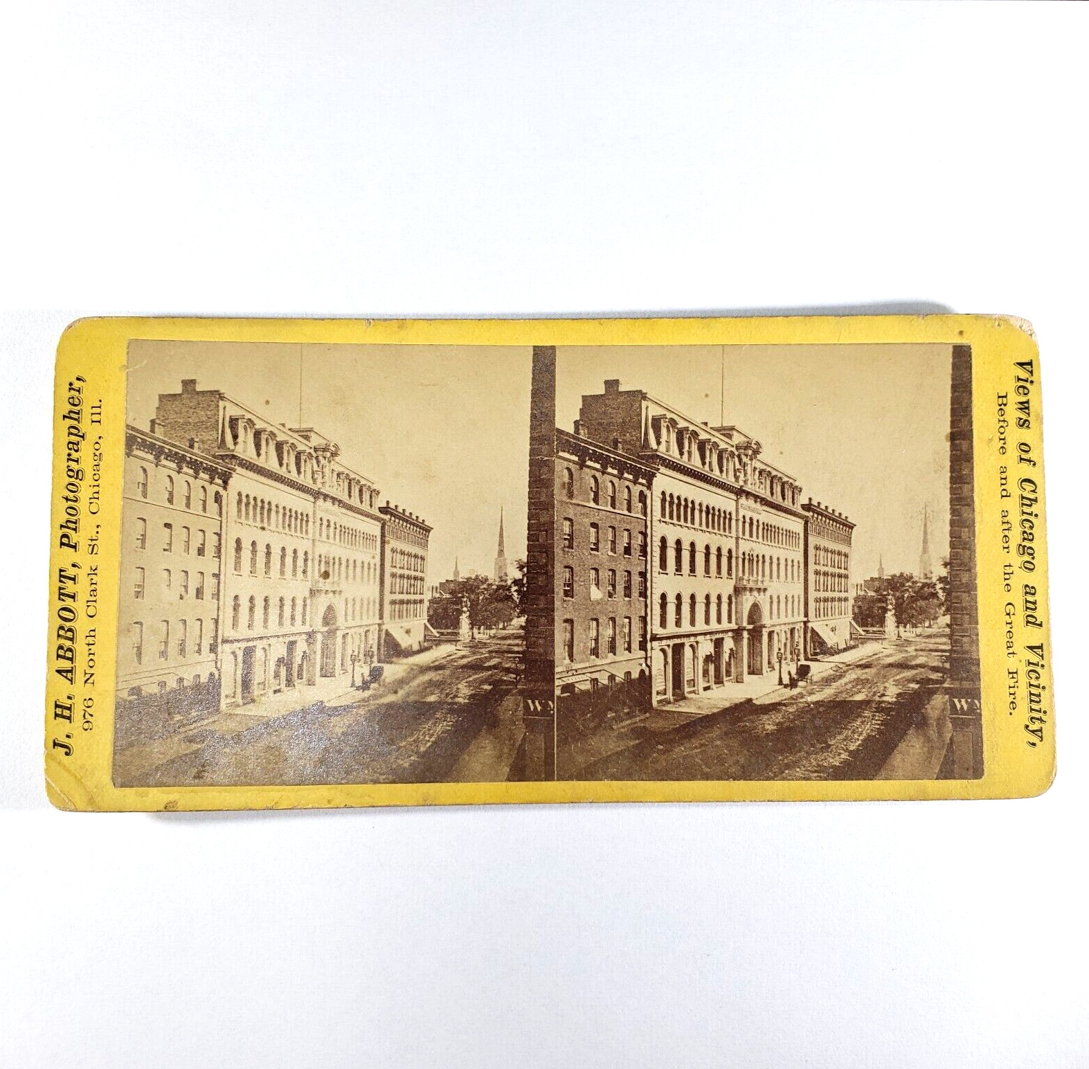 Crosby\'s Opera House Chicago Fire Stereoview Victorian Photograph J. H. Abbott