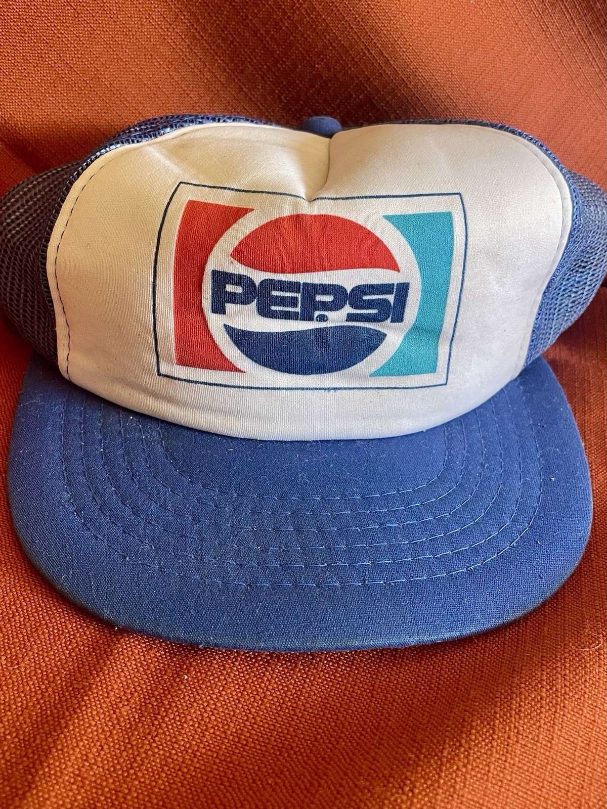 Vintage Pepsi Trucker Snapback Mesh Hat Blue White Red / Advertising