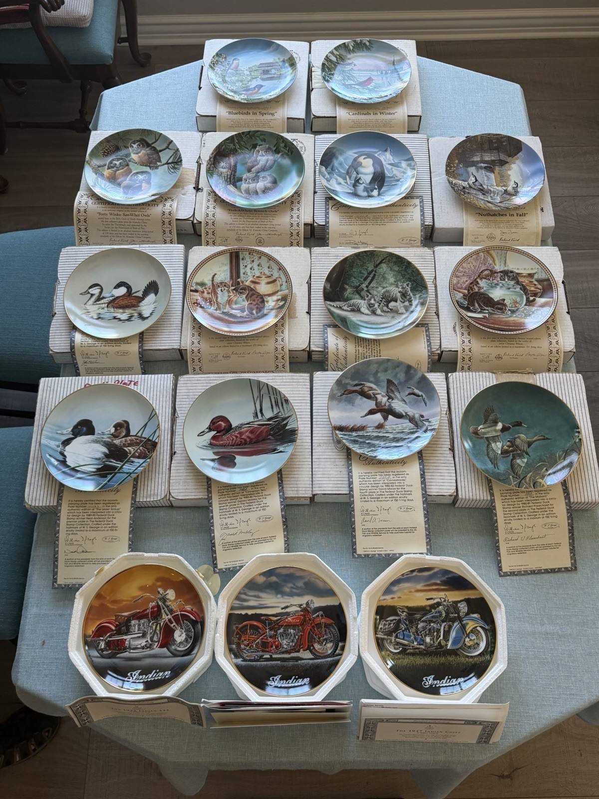 SET Lot Of 17 Franklin Mint Heirloom Mixed Indian Bikes and Anim Limited Plates