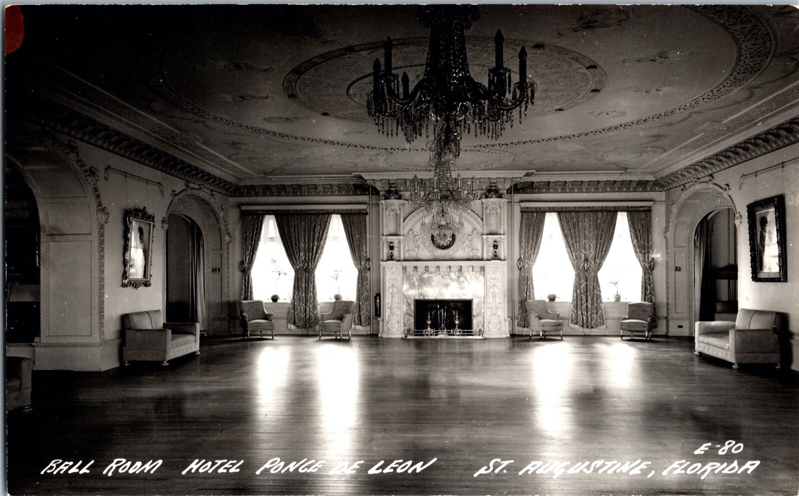  Vintage St Augustine, Florida Ponce De Leon Hotel Ballroom Real Photo Postcard