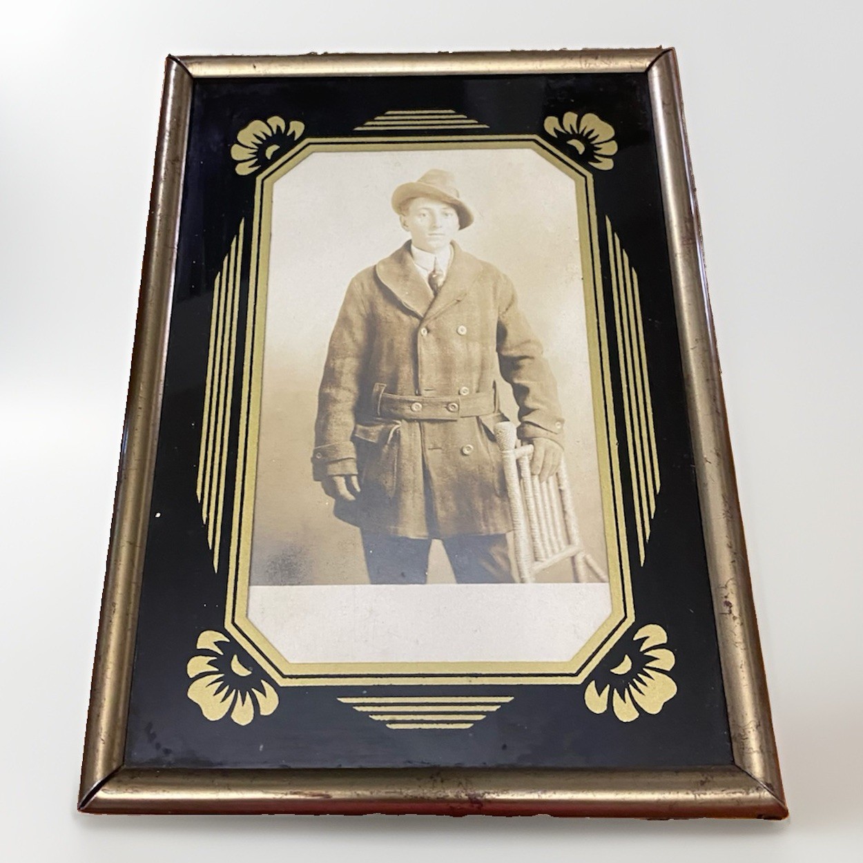 Antique Framed Easel Tabletop Picture Frame Cabinet Card Distinguished Gentleman
