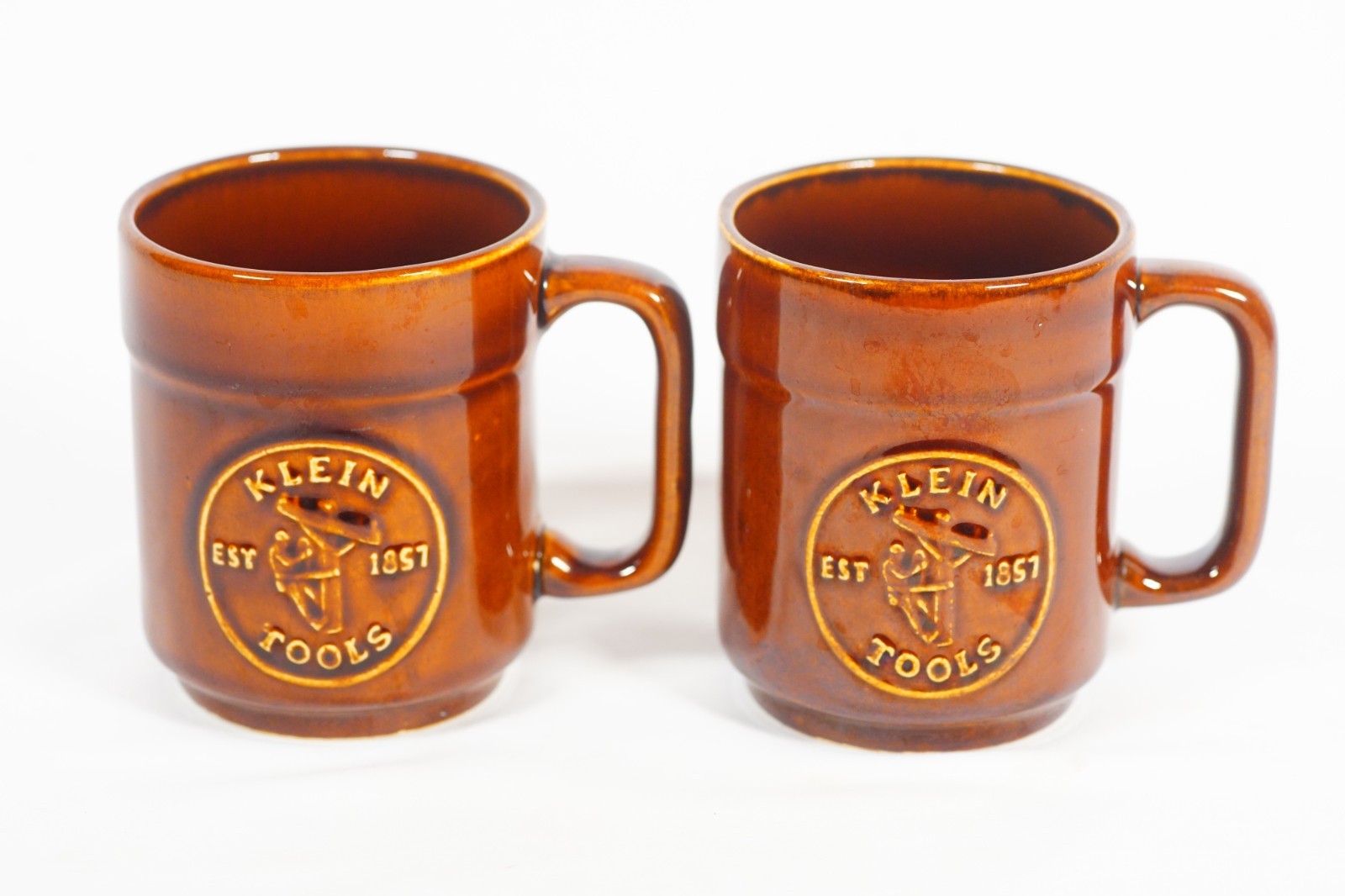 Klein Tools Coffee Mugs Vintage Klein Lineman Logo Brown Ceramic Coffee Mugs