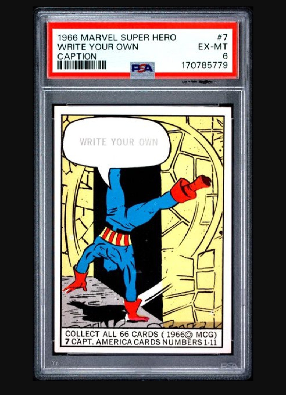 INSANELY LOW POP PSA 6 1966 Donruss Marvel Captain America Rookie #7  READ