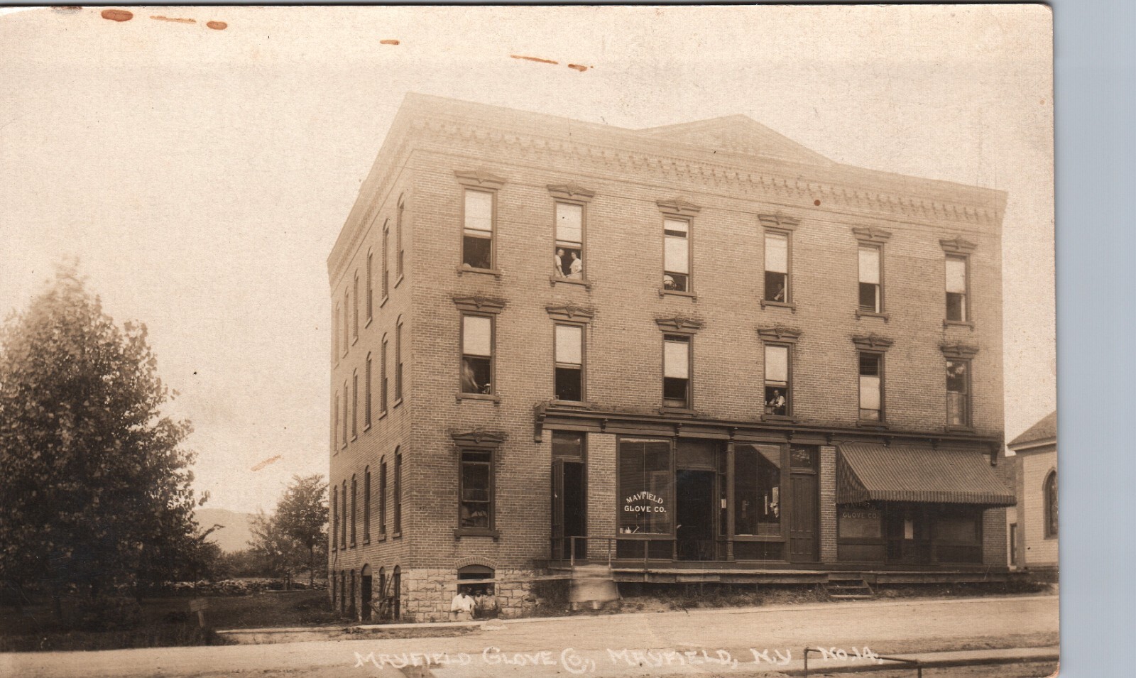 GLOVE COMPANY mayfield ny real photo postcard rppc new york history