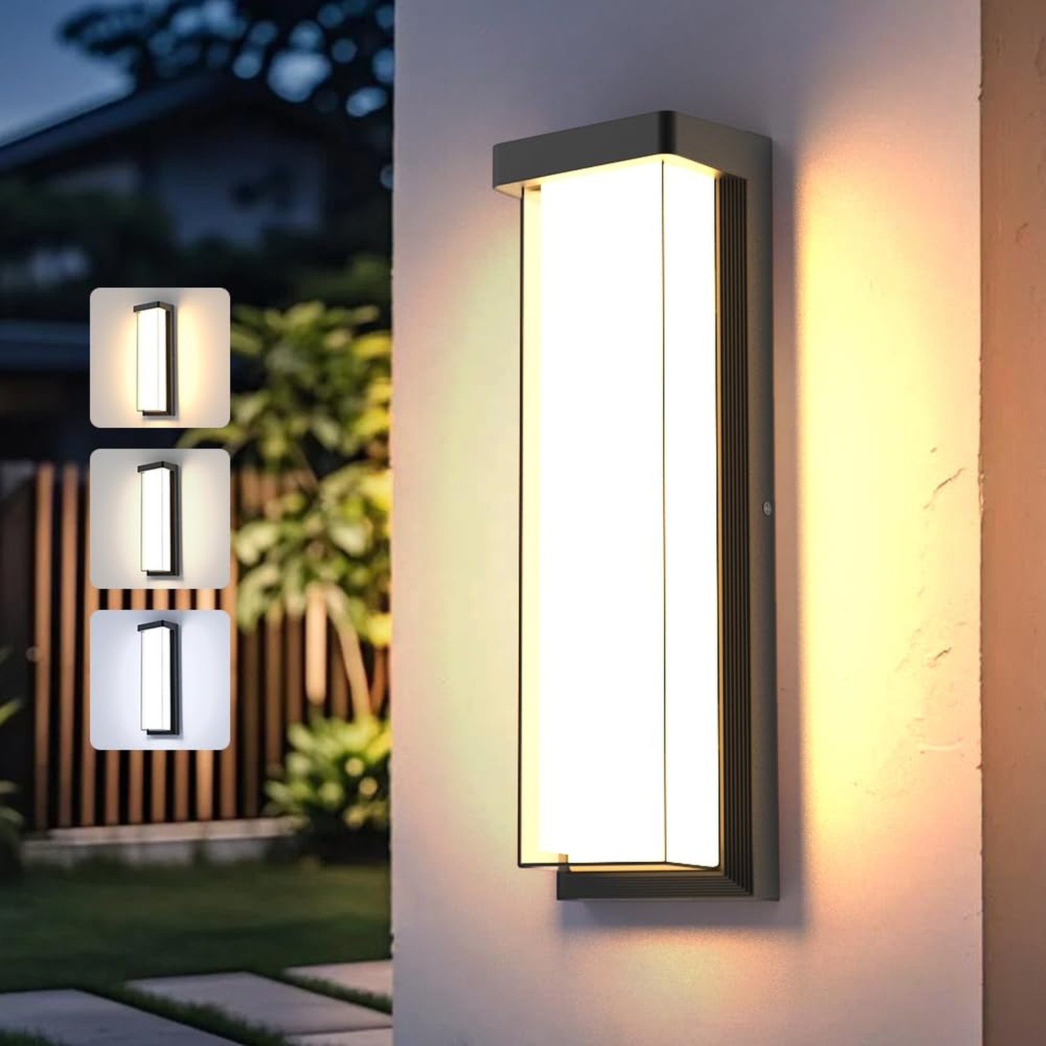 LED Outdoor Wall Sconce Dimmable - 3000K/4000K/6000K Adjustable Color Tempera...