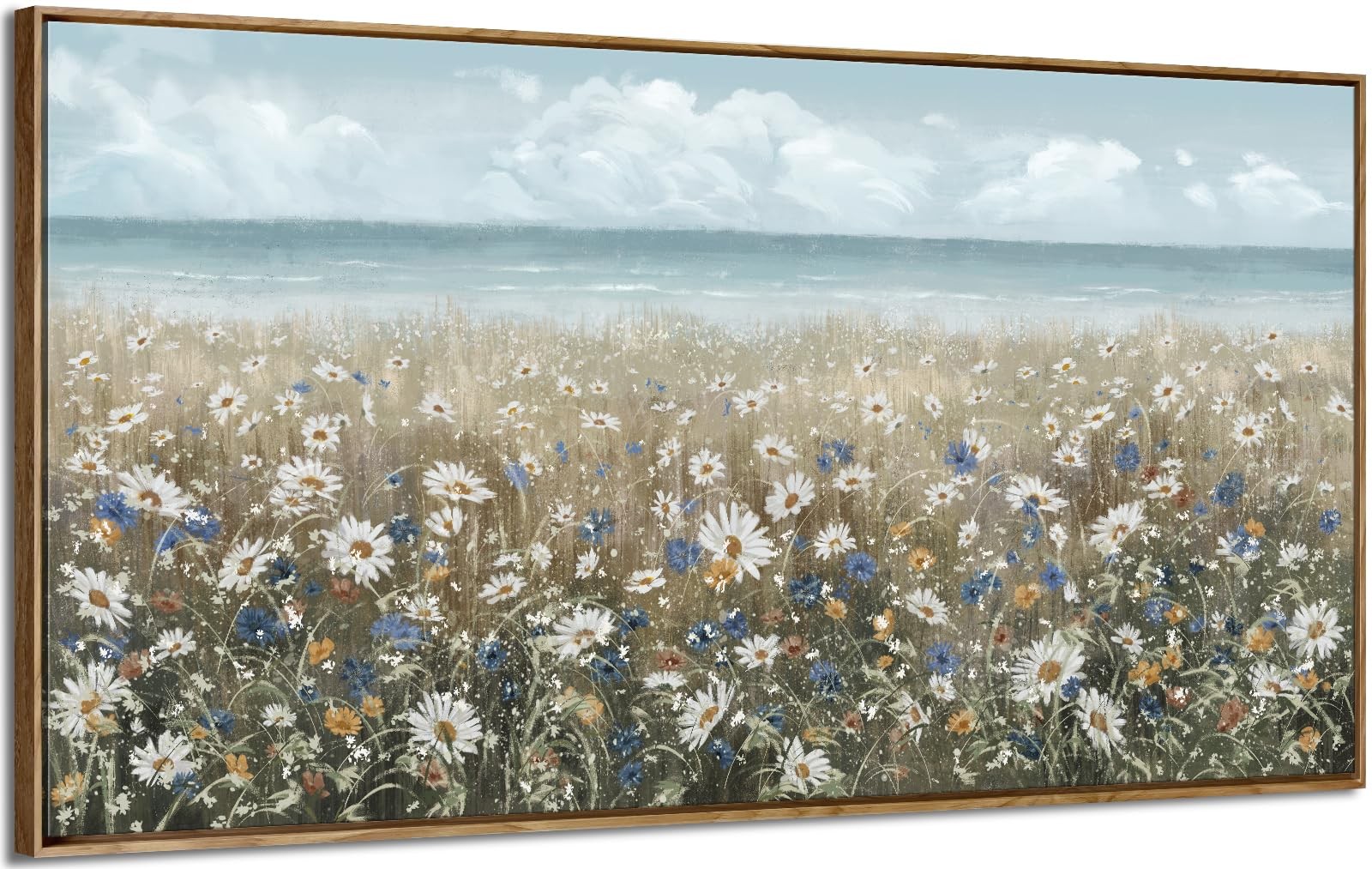 amatop Large Wall Art Framed Canvas Print Boho Beach Coastal Floral 48x24