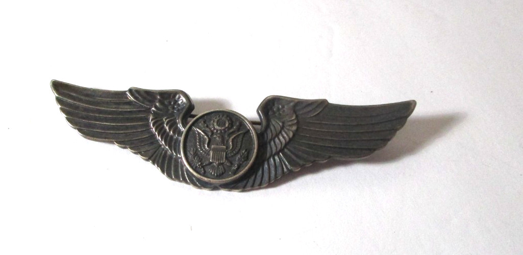 Vintage WW2 Original Coin Silver Pinback Air Crew Wings  3 1/4 Inches