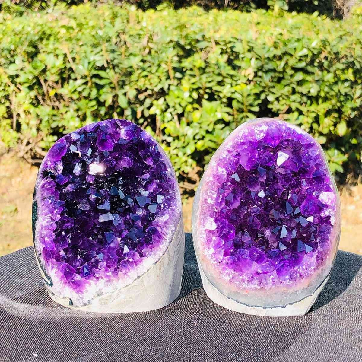 3.91LB 2pcs Natural Amethyst Uruguay Cave Crystal Cluster  Specimen Healing