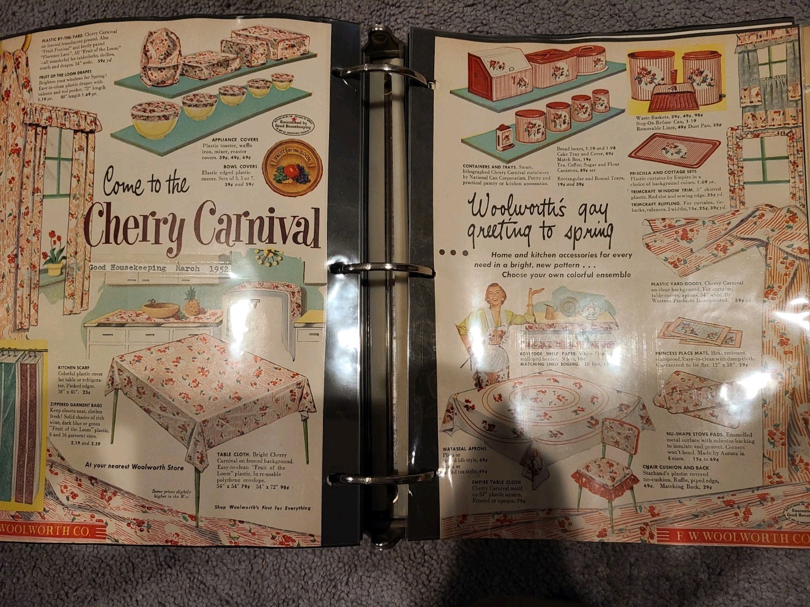 1952 Woolworth's Vintage PRINT AD Come To The Cherry Carnival 2 Page Ad 1950s