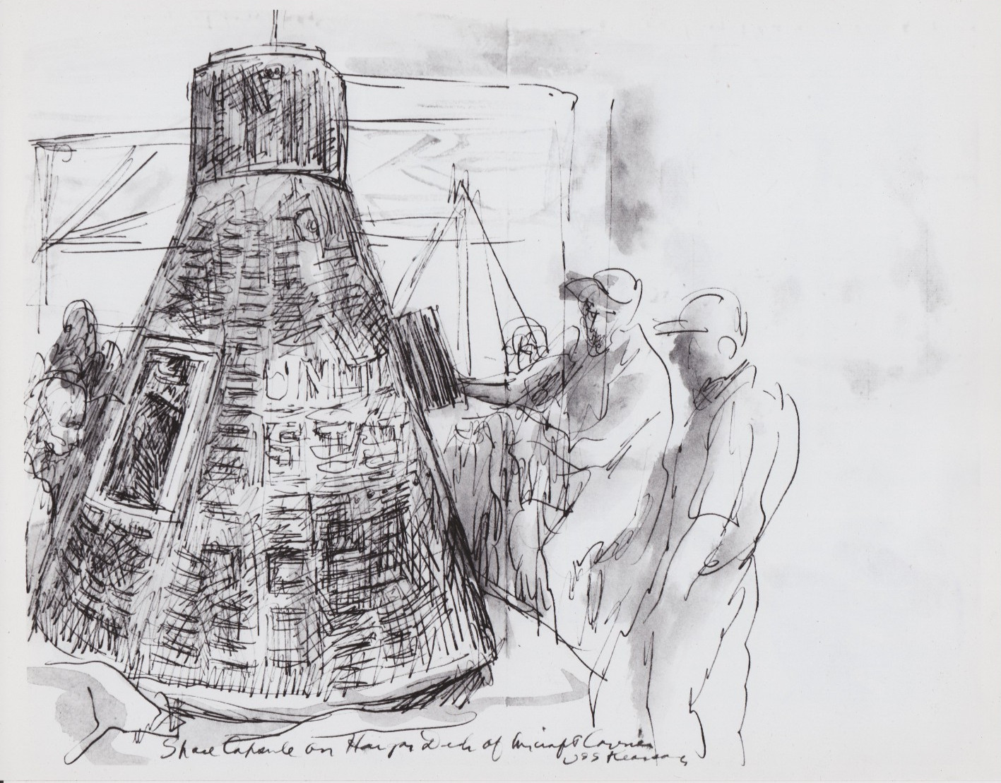 1963 Press Photo Artist Sketch of NASA Mercury-Atlas 9 Space Capsule Faith 7