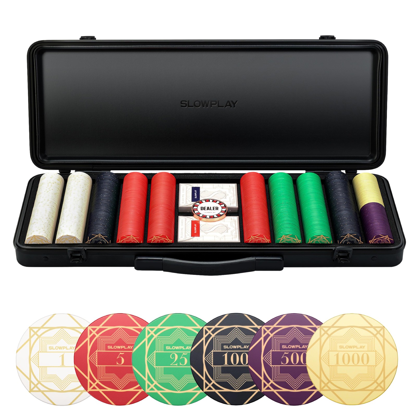SLOWPLAY Nash Ceramic Poker Set, 10g&39mm Poker Chips for Texas Hold\'em