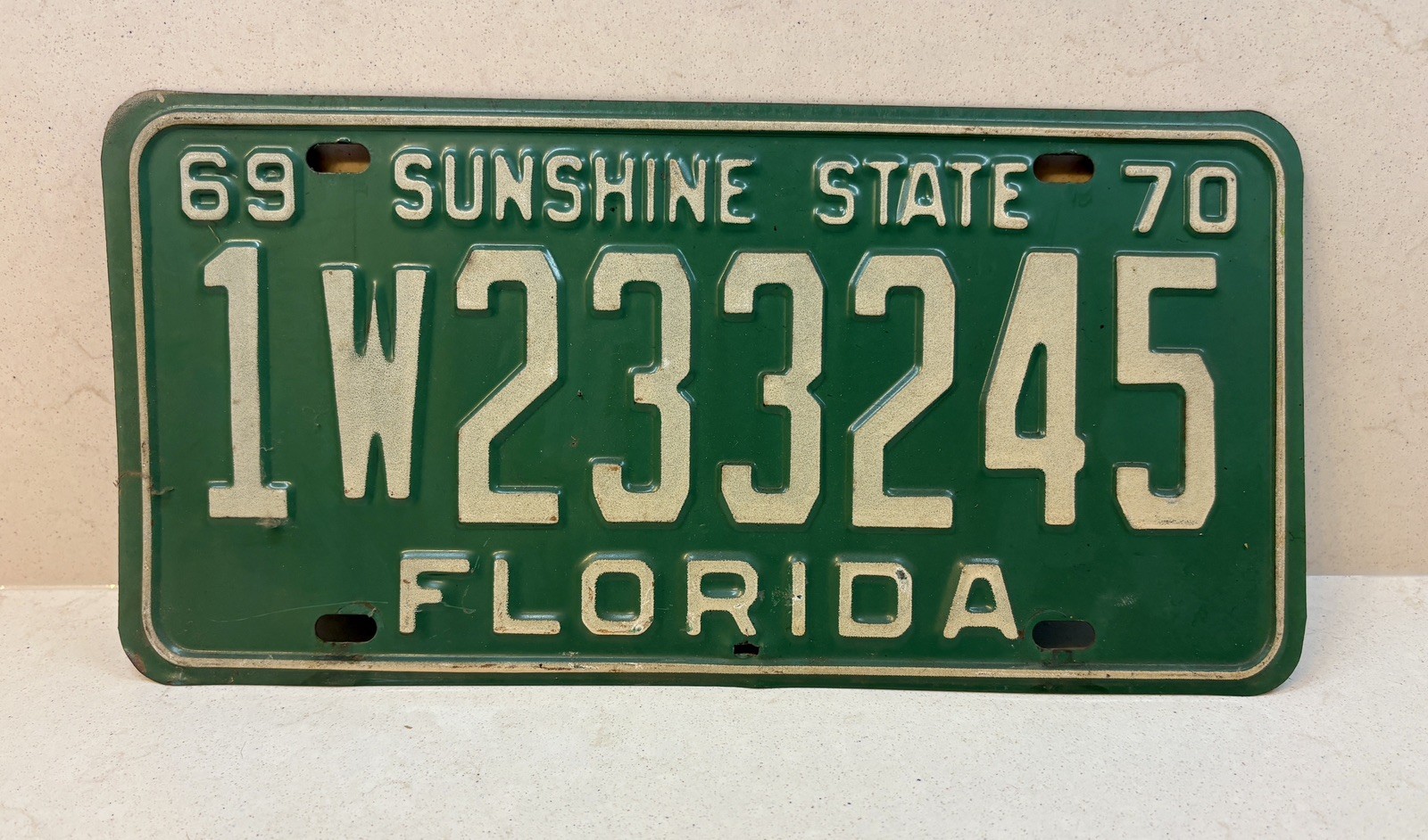 Vintage 1969-70 Florida License Plate Dade County 1W233245 Sunshine State