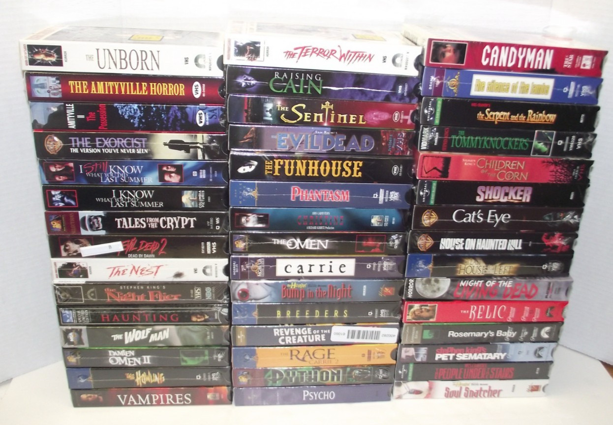 Lot of 45 BRAND NEW Factory Sealed Mostly Horror VHS Cassette Tapes MAKE OFFER
