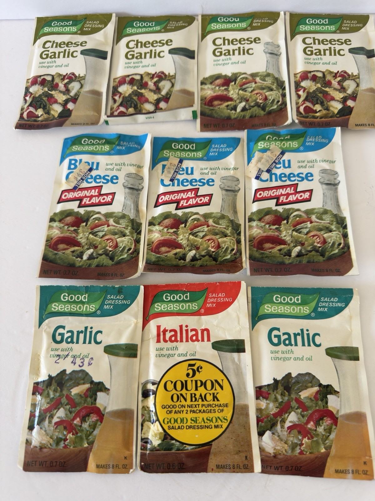 Lot 10 Vintage GOOD SEASONS DRESSING Packet 1960s 1970s Movie Prop Grocery RARE