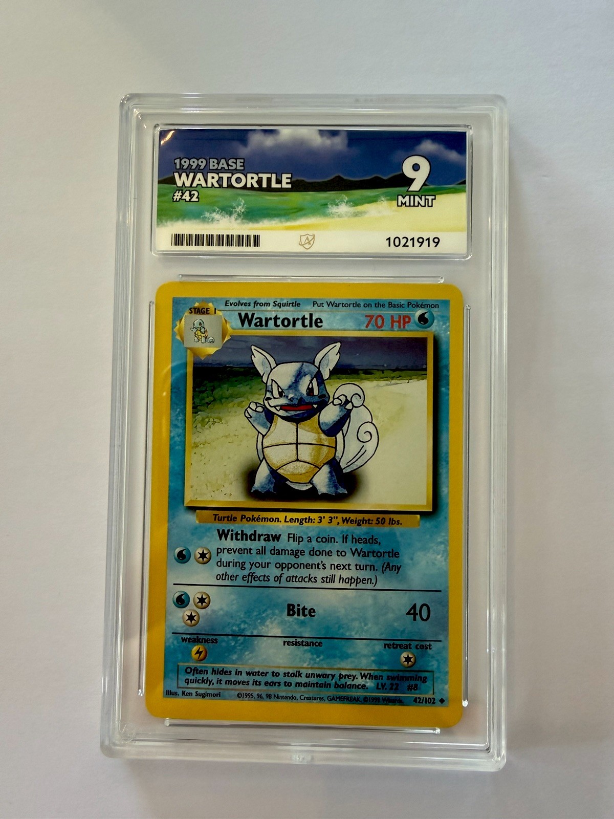 1999, Wartortle, #42, Base, ACE 9
