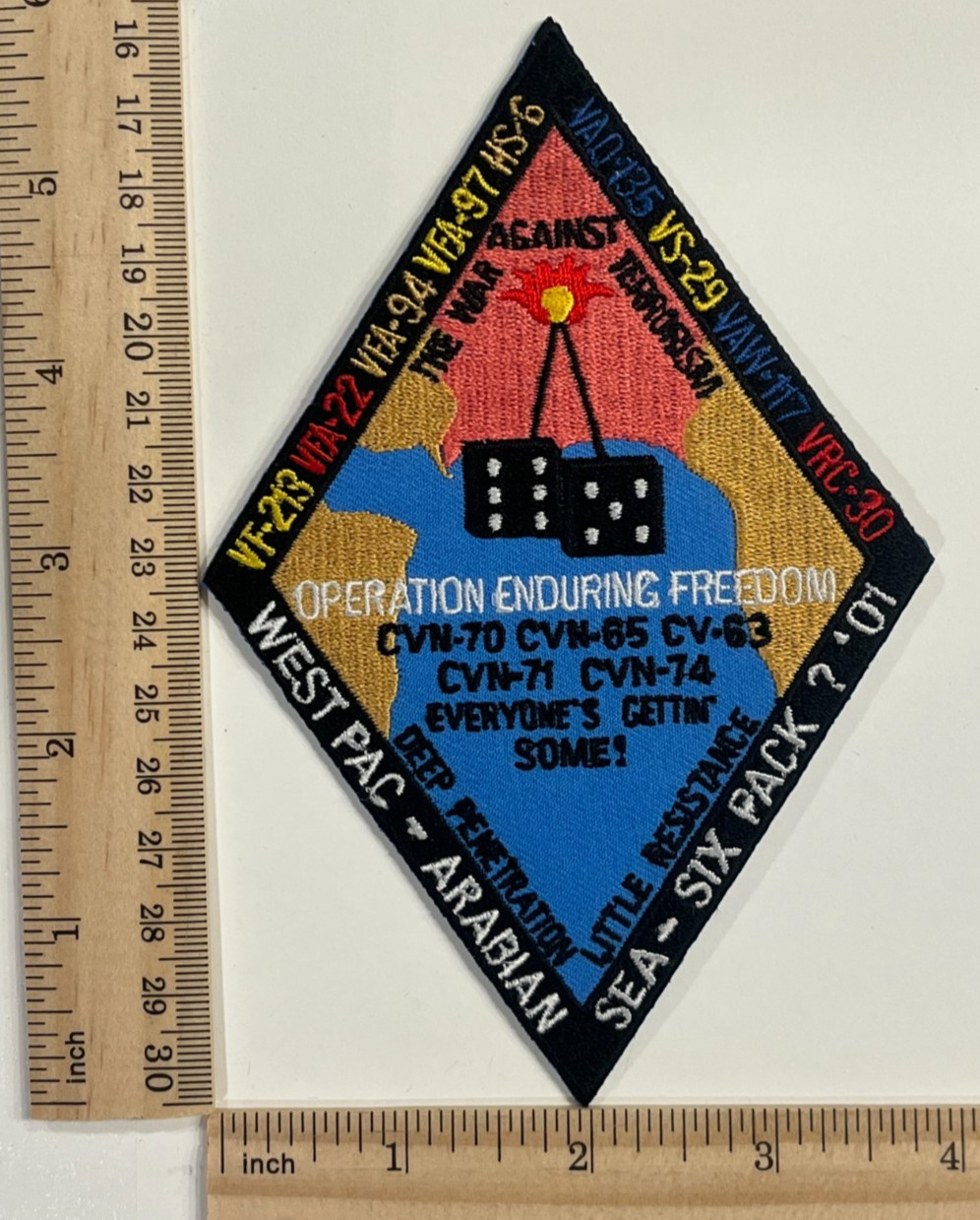 US NAVY PATCH: CVN-70 USS Carl Vinson OEF 2001 VFA-22 VFA-94 VFA-97 HS-6