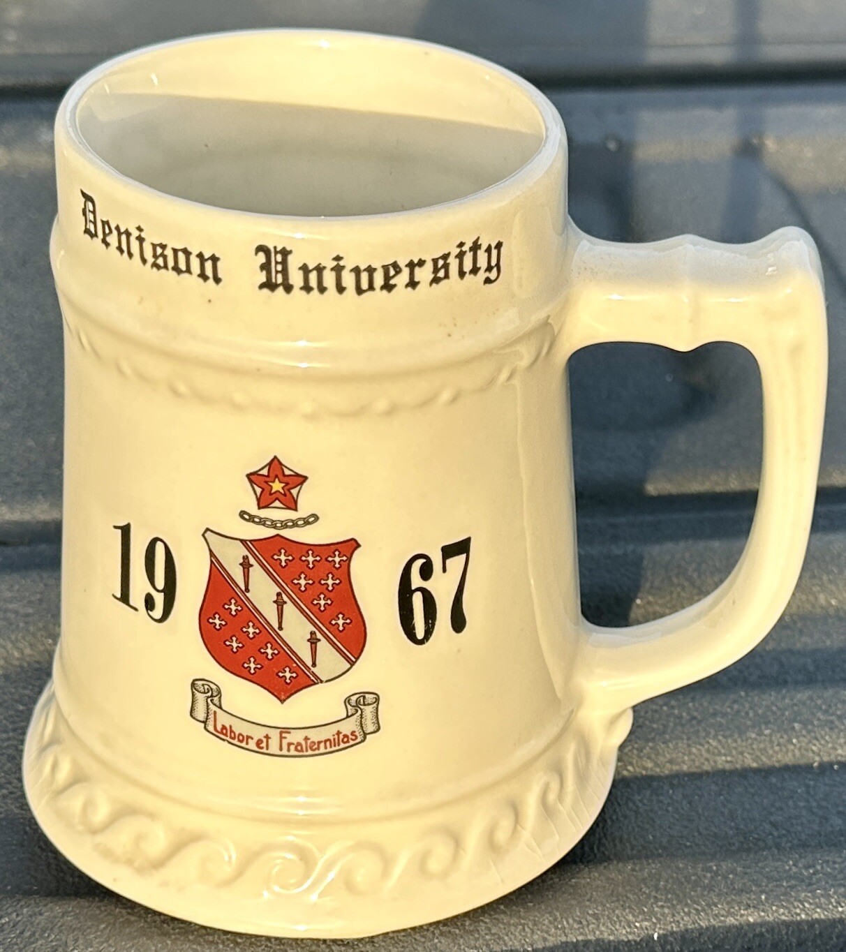 Rare Vintage Denison University 1967 Stein Beer Mug Labor Et Fraternitas Ben